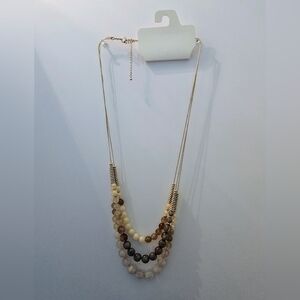 Neutral gold and bead necklace, NWT